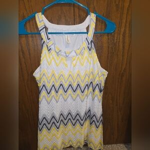 Tacera Blue and Yellow Graphic Sleeveless Tank Top